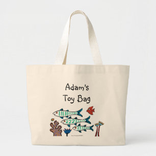 1, 2, 3 Fish with Little Fish and Coral Large Tote Bag