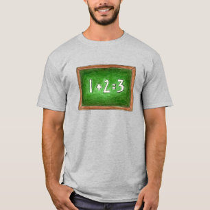 1+2=3 Green School Chalkboard Math Teacher Tee
