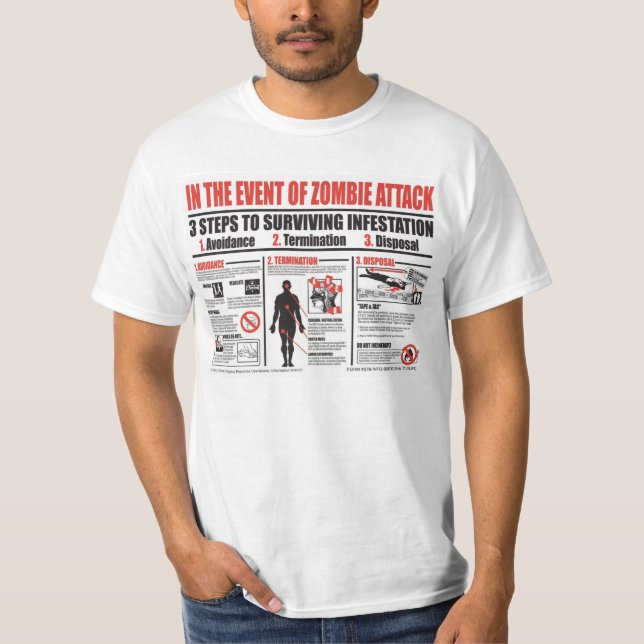 1-2-3 Steps for Zombie Attack T-Shirt (Front)