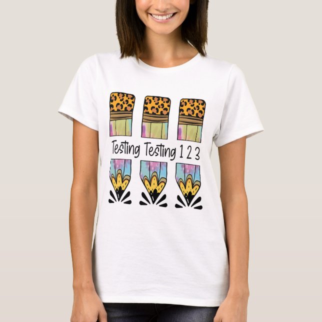 1 2 3 Test Day Shirt Test Day Teacher Exam Testing (Front)