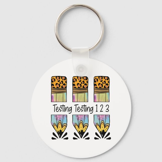 1 2 3 Test Day Shirt Test Day Teacher Exam Testing Keychain (Front)