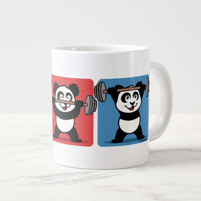 1-2-3 Weightlifting Panda Large Coffee Mug (Front Right)