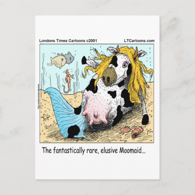1/2 Cow 1/2 Mermaid Moomaid Funny Postcard (Front)