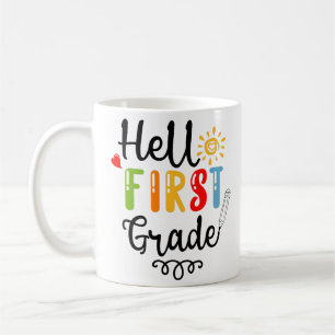 1/2- Hello First Grade Shirt, First Grade Student Coffee Mug