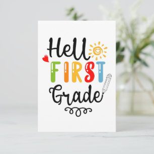 1/2- Hello First Grade Shirt, First Grade Student RSVP Card