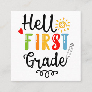 1/2- Hello First Grade Shirt, First Grade Student Square Business Card