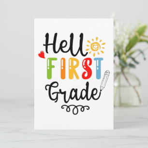1/2- Hello First Grade Shirt, First Grade Student Thank You Card