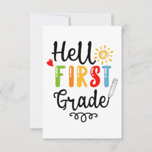 1/2- Hello First Grade Shirt, First Grade Student Thank You Card