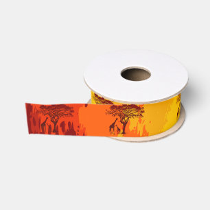 1.5" Grosgrain Ribbon African Safari Giraffe Sun
