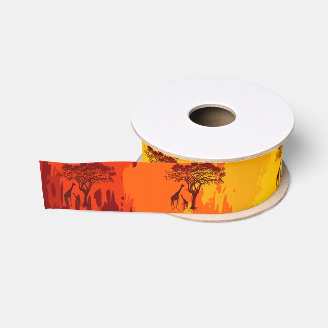 1.5" Grosgrain Ribbon African Safari Giraffe Sun (Spool)
