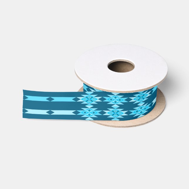 1.5 Inch Desert Diamonds on Ocean Blue Satin Ribbon (Spool)