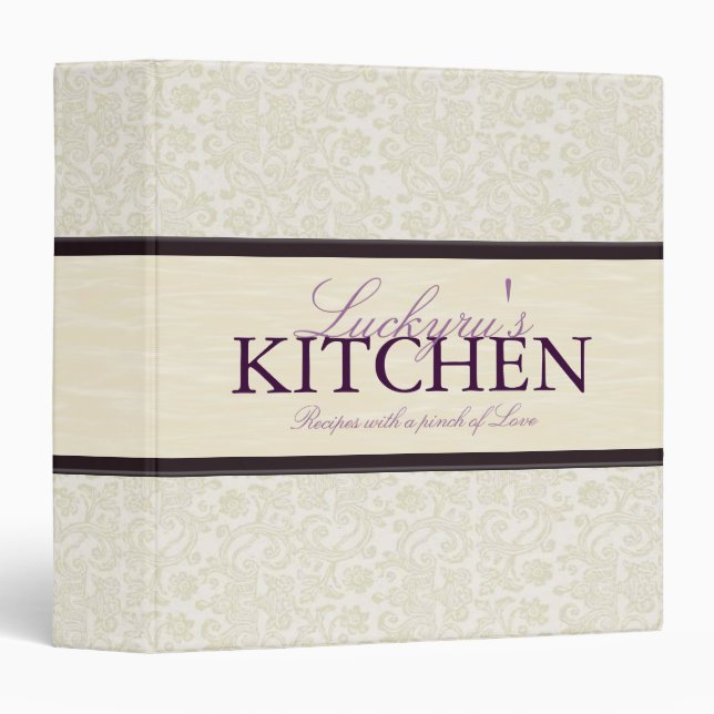 1.5 Inch Ivory Lace with Ribbon Recipe Binder (Front/Spine)