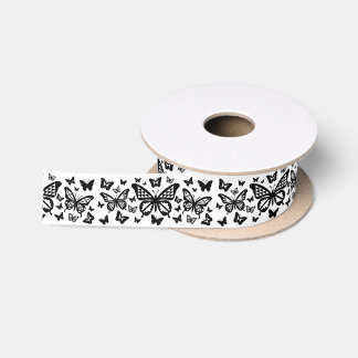 1.5 Inch White Native Butterfly Dance Satin Ribbon