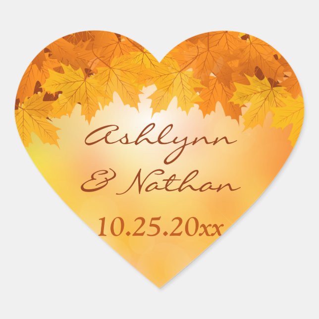 1.5" Maple Leaves Autumn Splendour Wedding Sticker (Front)