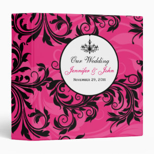 1.5" Pink Black White Chandelier Wedding Binder