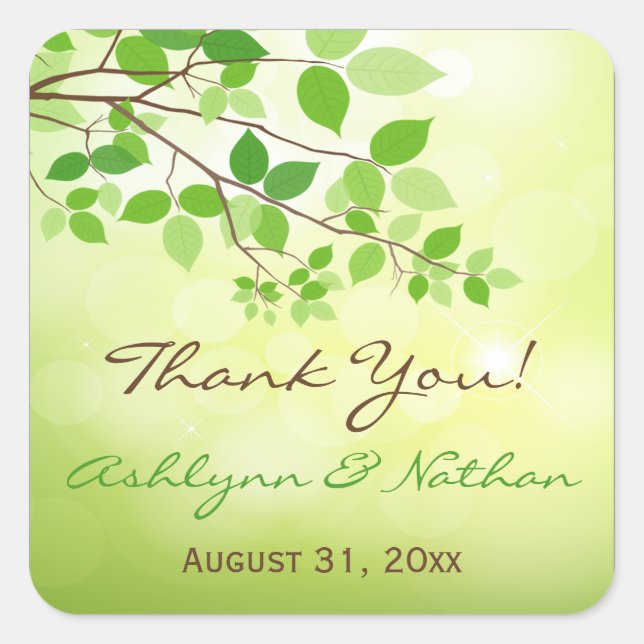 1,5 po² Branches feuillues Mariage Favor Sticker (Devant)