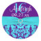1.5" Purple, Turquoise Damask Sweet 16 Sticker