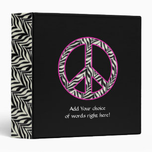 1.5"  Zebra Print Peace Sign Binder