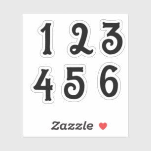 1-6 numbers stickers
