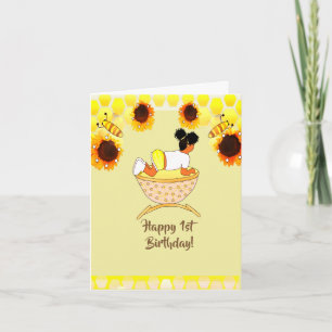 1 An. Carte Anniversaire Vieux Tournesol Africain 
