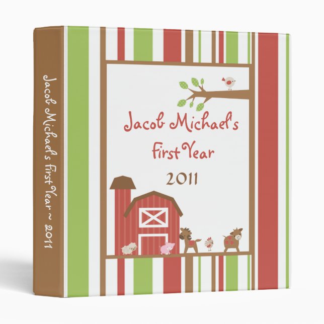 1" animaux de ferme de grange d'album à classeur (Devant/Côté)