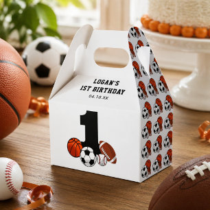 1 Ball Sports Theme Boy’s 1st Birthday Favor Box