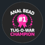 #1 Bead Tug O War Champion Funny Adult Humour Crin Classic Round Sticker<br><div class="desc">#1 Bead Tug O War Champion Funny Adult Humour Cringe</div>
