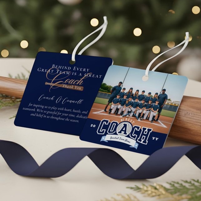 #1 Best Coach Baseball Team Photo Appreciation Metal Ornament (#1 Best Coach Baseball Team Photo Appreciation Metal Ornament)