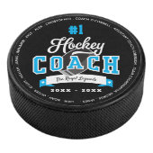 #1 Best Hockey Coach Personalized Team Roster Hockey Puck (3/4)