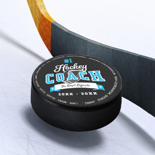 #1 Best Hockey Coach Personalized Team Roster Hockey Puck