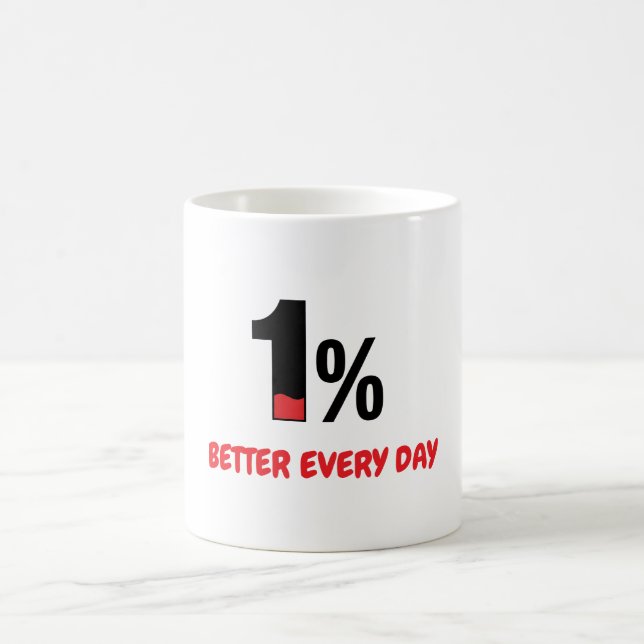 1% Better Every Day – Minimalist Motivation Quote  Coffee Mug (Center)