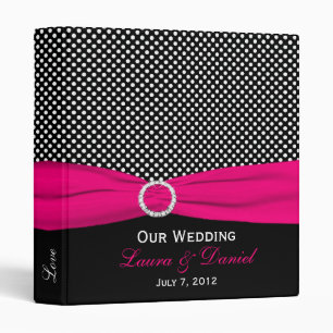 1" Black, White, and Pink Polka Dot Wedding Binder