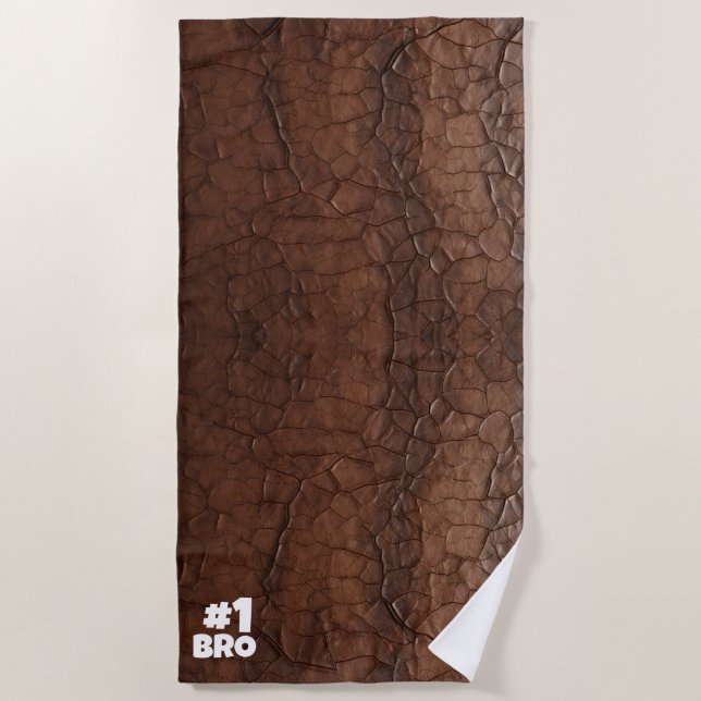 #1 Bro Leather-look Beach Towel (Front)