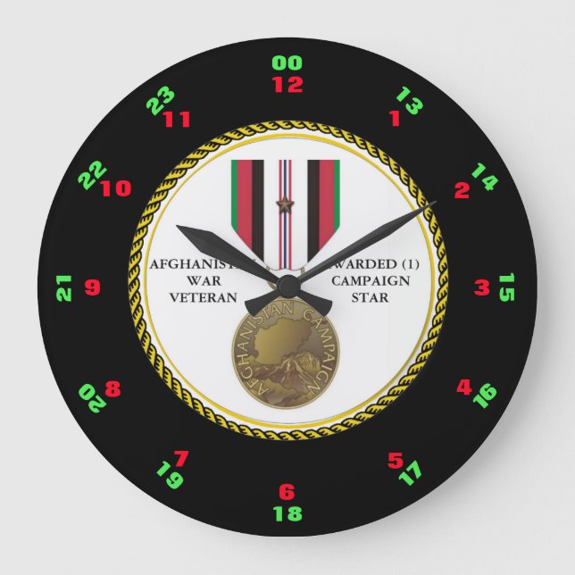 1 CAMPAIGN STAR AFGHANISTAN WAR VETERAN LARGE CLOCK (Front)