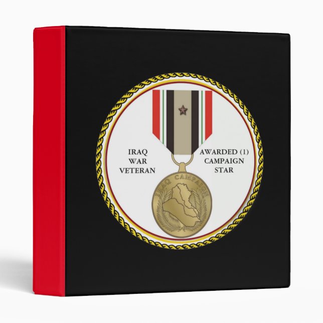 1 CAMPAIGN STAR IRAQ WAR VETERAN BINDER (Front/Spine)