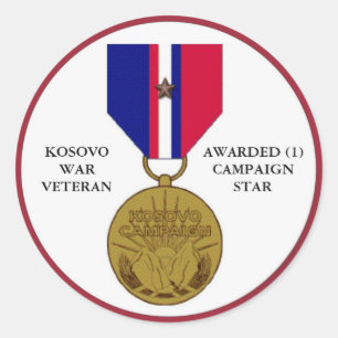 1 CAMPAIGN STAR KOSOVO WAR VETERAN CLASSIC ROUND STICKER