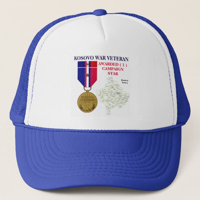 1 CAMPAIGN STAR KOSOVO WAR VETERAN TRUCKER HAT (Front)