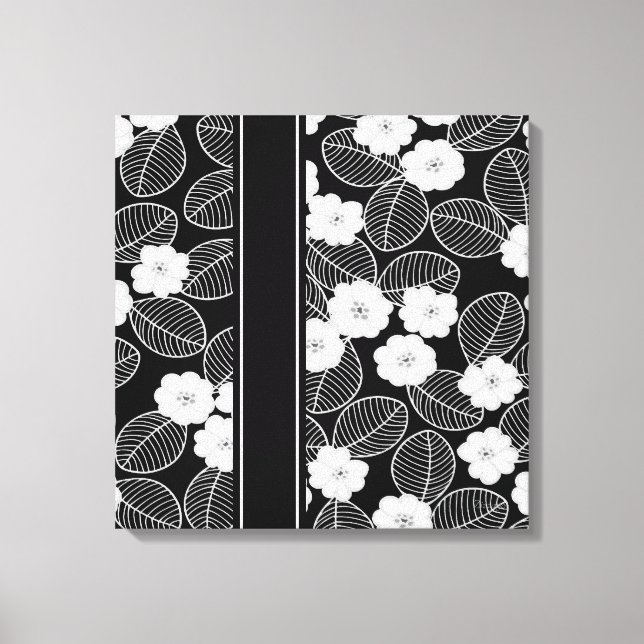 1 Canvas Black White Trim Damask Floral (a) (Front)