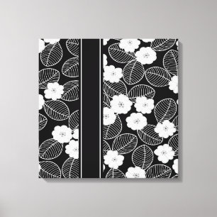 1 Canvas Black White Trim Damask Floral (a) Print