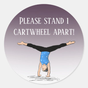 1 cartwheel apart gymnastics gym social distancing classic round sticker