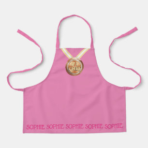 #1 chef faux gold medal personalized kids cooking apron