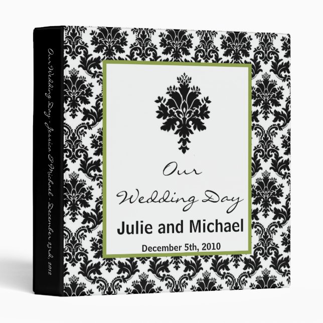 1" Classeur photo Scrapbook noir vert Damask (Devant/Côté)