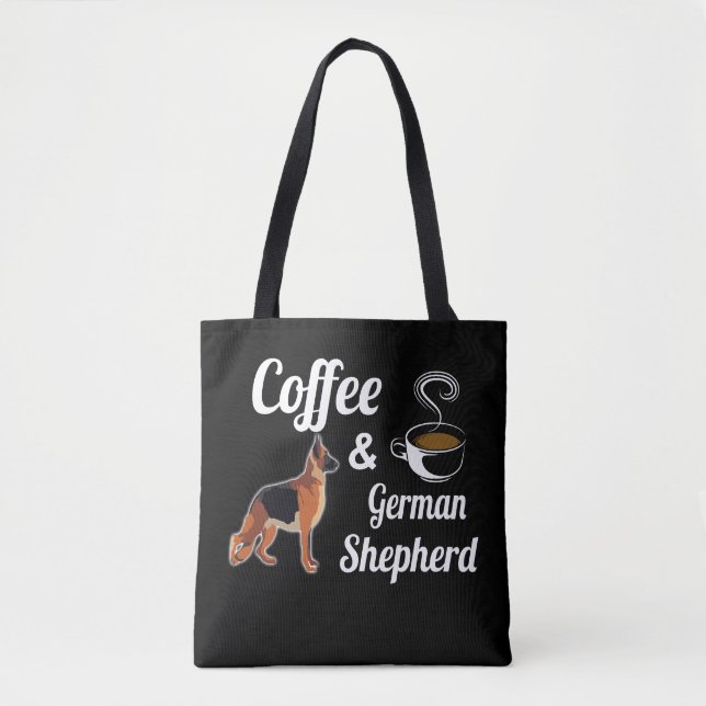 1 Coffe And German Shepherd Tote Bag (Front)