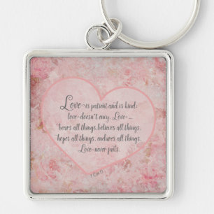 1 Cor 13 - Love is Patient Love is Kind Keychain