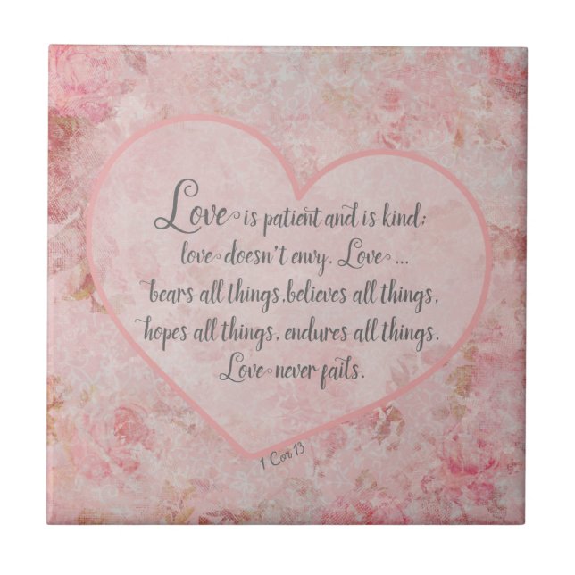 1 Cor 13 - Love is Patient Love is Kind Tile (Front)
