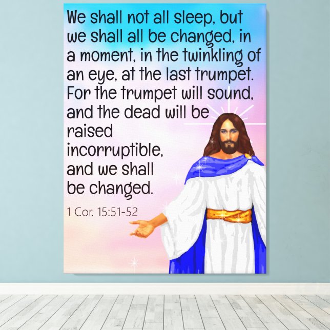 1 Cor. 15:51-52 Canvas Print (Insitu(Wood Floor))
