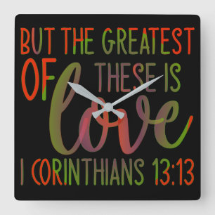 1 corienthians 13:13 square wall clock