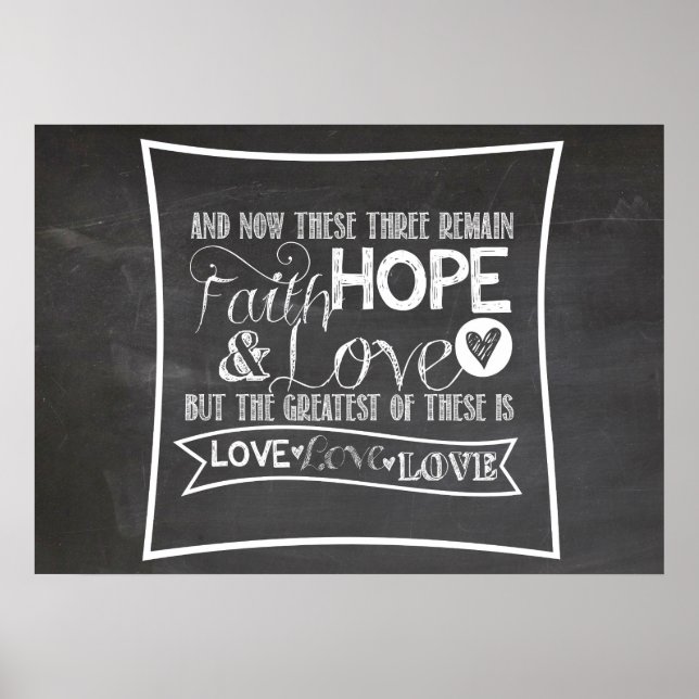 1 Corinthians 13:13 - Chalkboard Poster (Front)