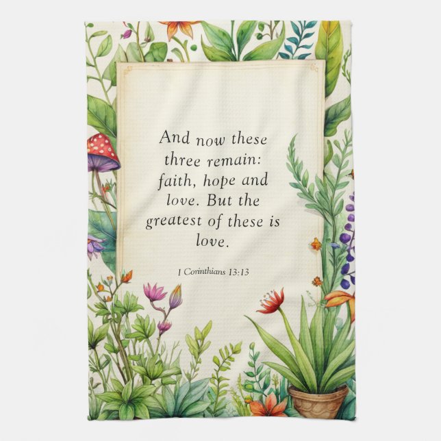 1 Corinthians 13:13 Christian Bible Verse Kitchen Towel (Vertical)