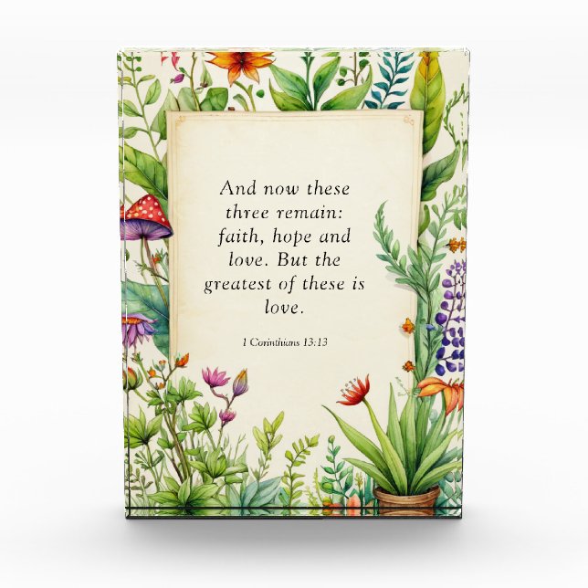 1 Corinthians 13:13 Christian Bible Verse Photo Block (Front)